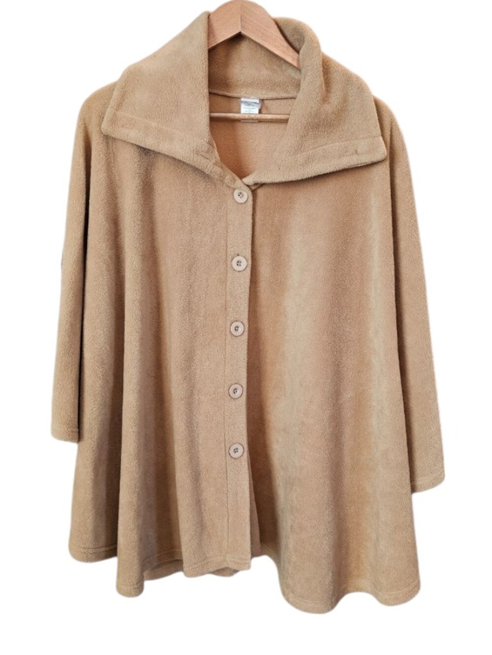 Cover Me Beige OS Tan Fleece Camel Poncho Cape Jacket One Size Fits All
